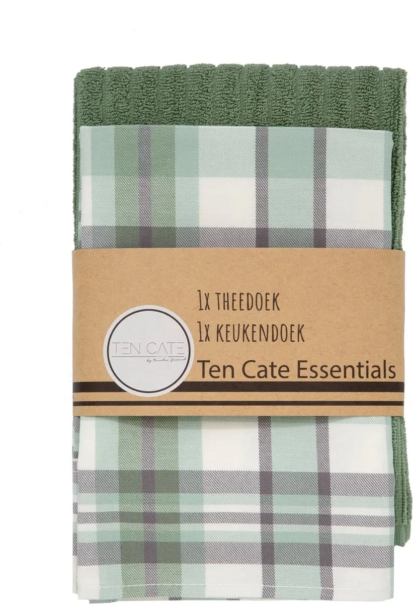 Ten Cate Theedoeken & Keukendoek Set - 2 Stuks - Katoen Lichtgroen