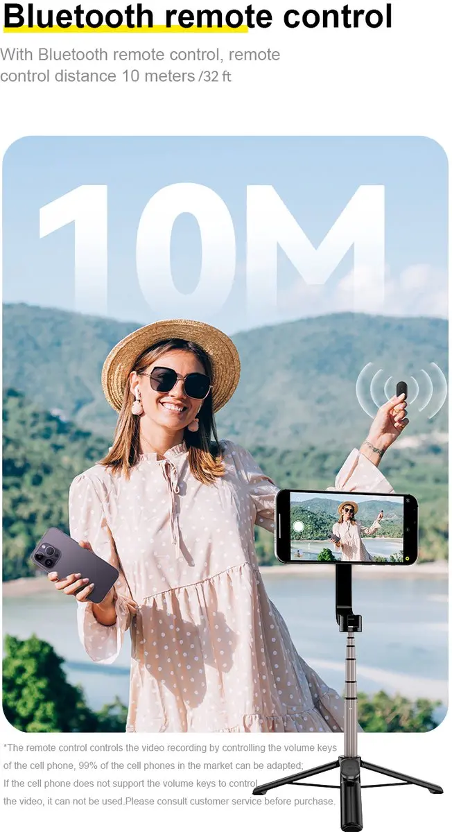 Telesin WS-22005 Selfiestick Statief - 130cm - Magsafe & Bluetooth - Zwart