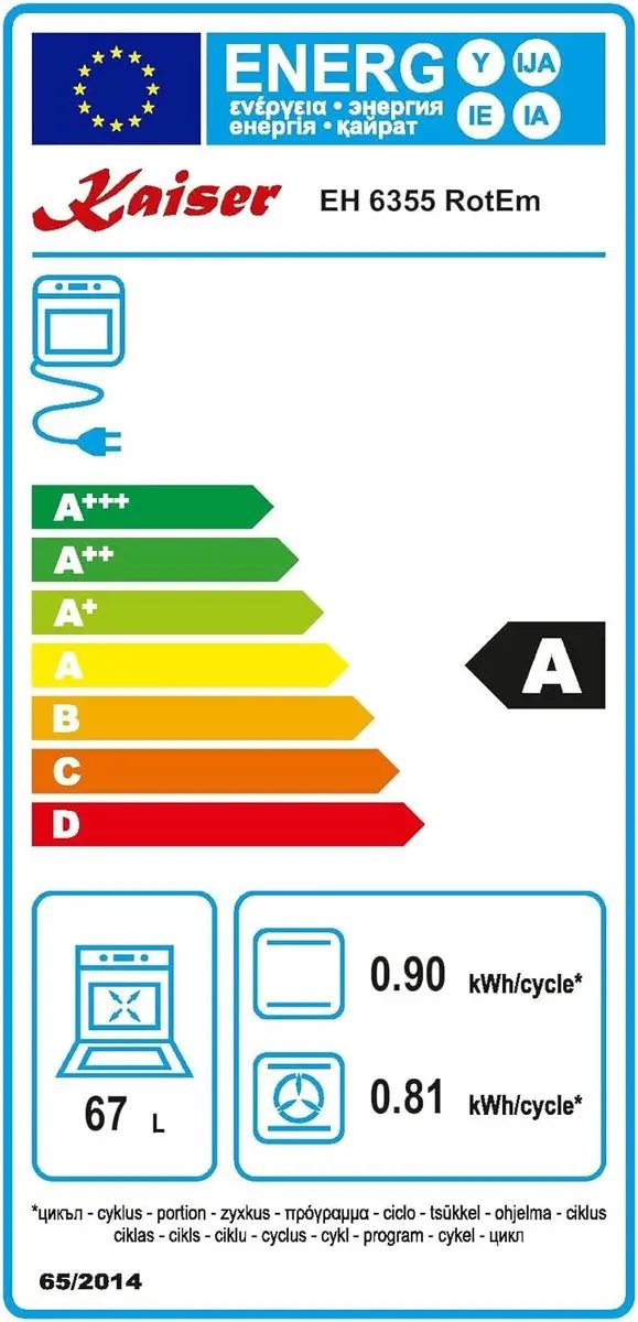 Kaiser Inbouwoven EH 6355 RotEm met Waterkoker - 67L - Rood