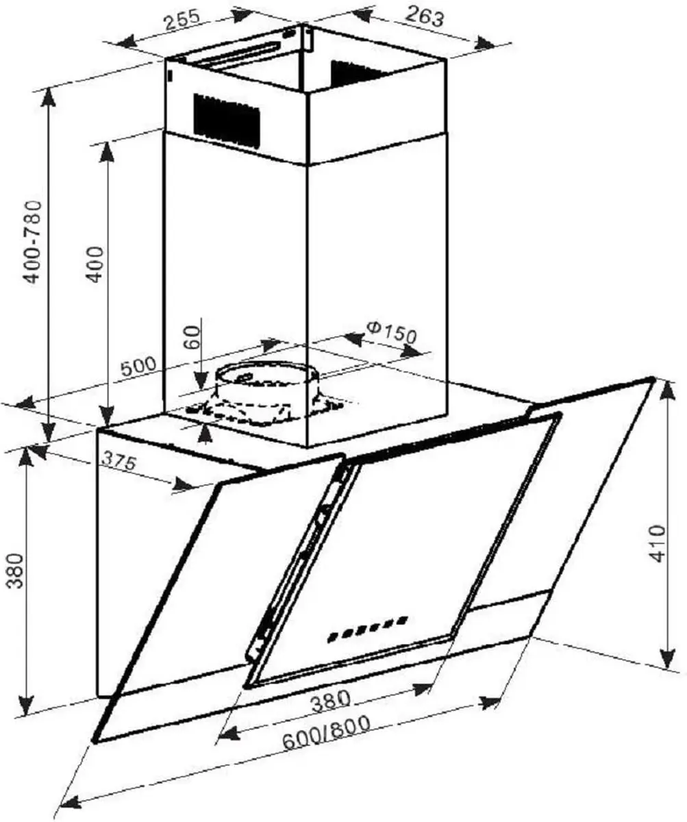 Kaiser Grand Chef AT 6438 F ECO Afzuigkap 60cm - 910m³/h - Zwart Glas