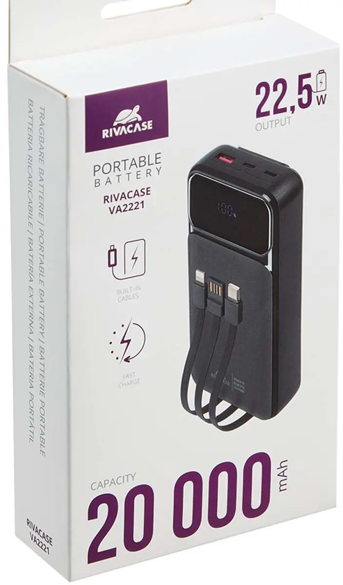 RivaCase VA2221 Powerbank 20.000mAh - 22,5W - Zwart