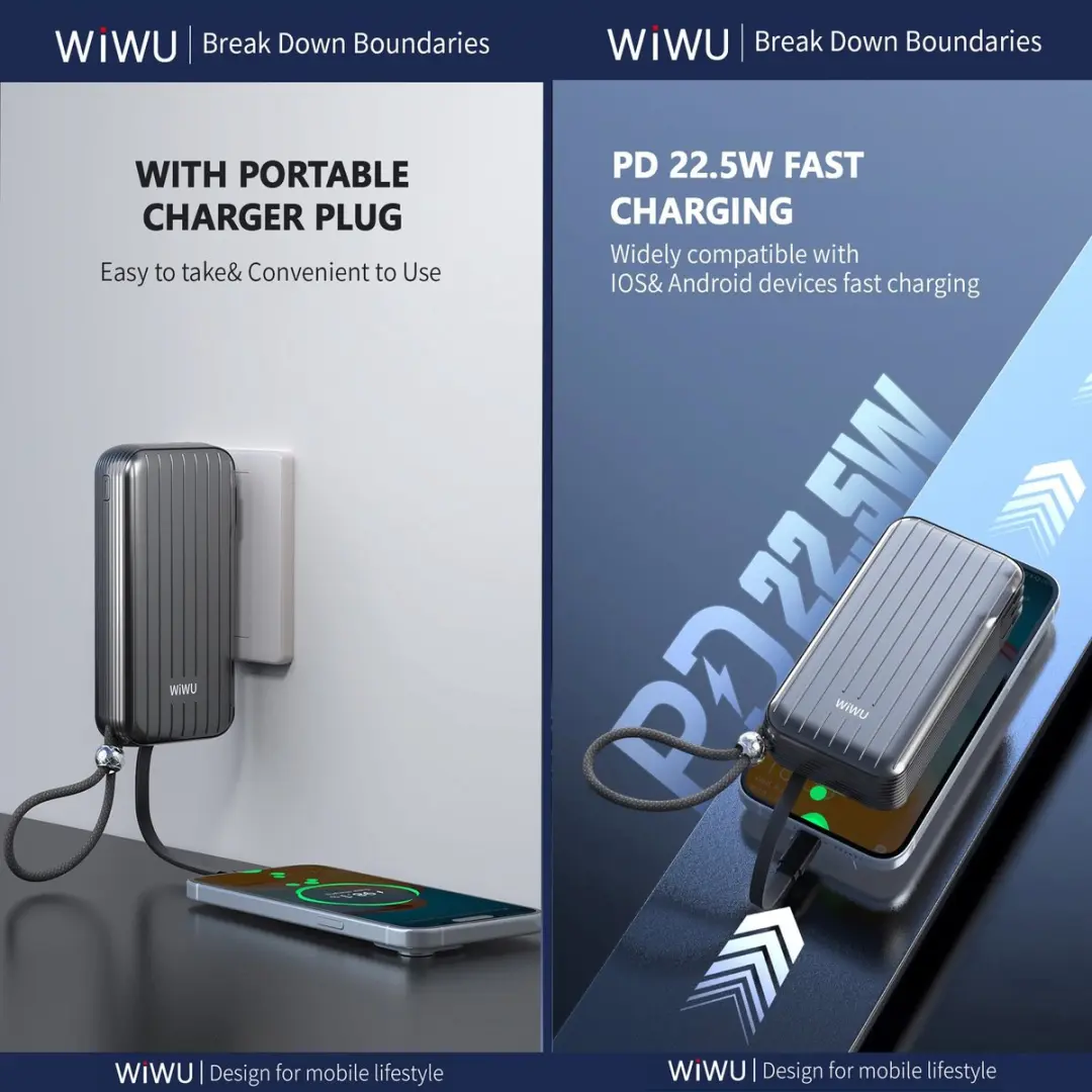 WiWu Powerbank 10000mAh 3-in-1 14485 - 22.5W - Zwart - afbeelding 6 van 6