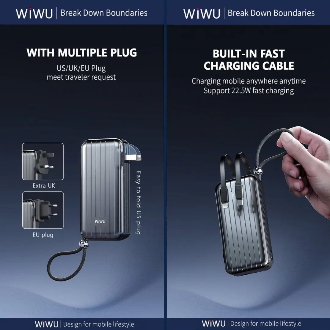 WiWu Powerbank 10000mAh 3-in-1 14485 - 22.5W - Zwart
