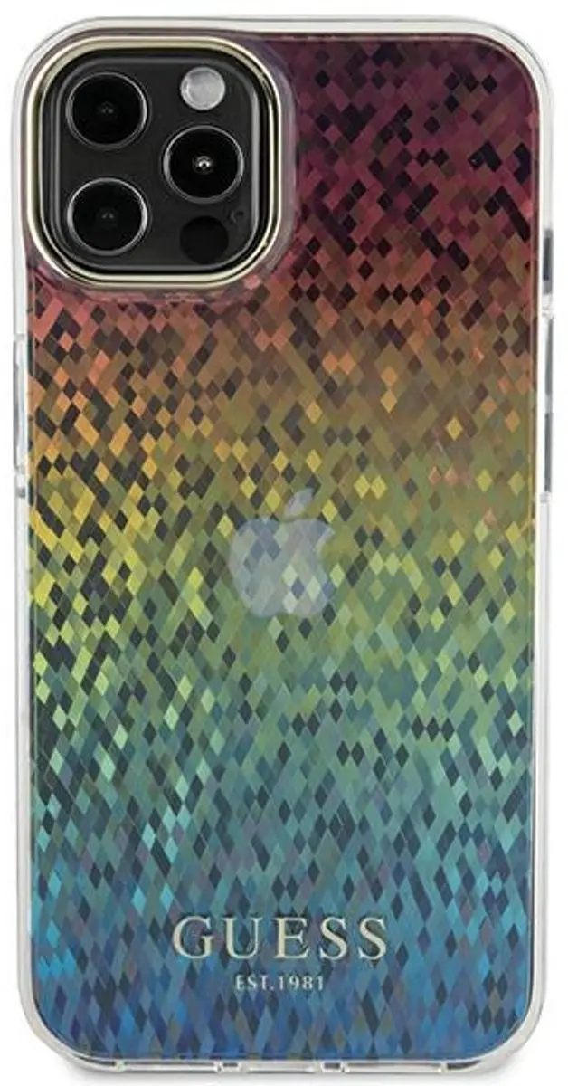 GUESS Faceted Mirror Disco Hoesje iPhone 12 - Meerkleurig