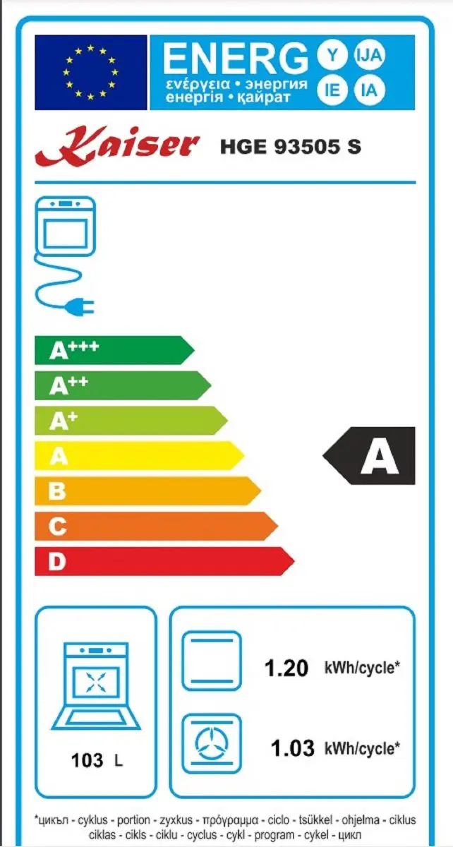 Kaiser HGE 93505 S Gasfornuis 90cm - 5 Zones - 115L - Zwart