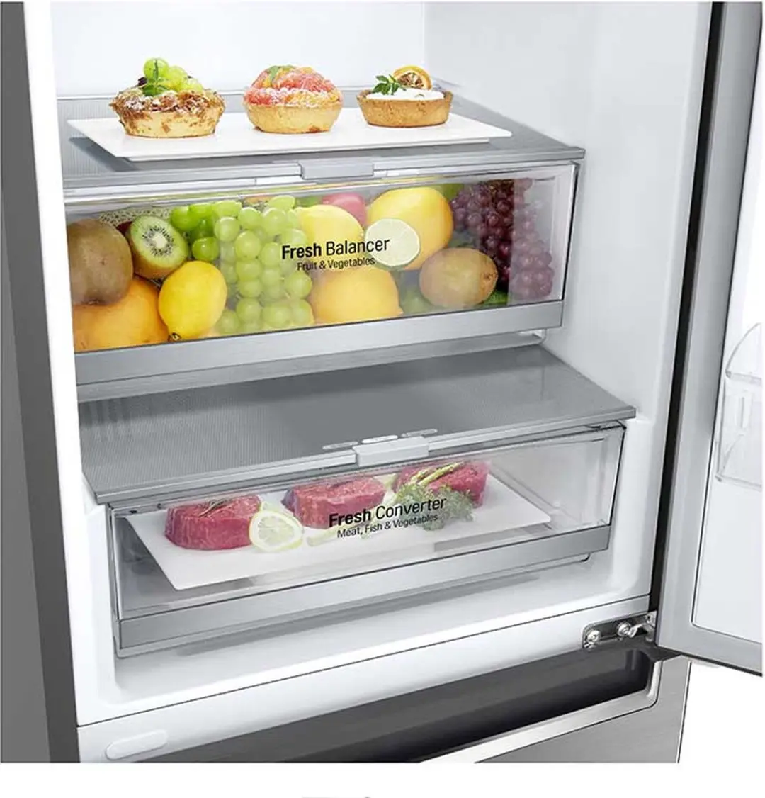 LG GBB72PZEXN Koel-vriescombinatie 384L - Vrijstaand - Roestvrijstaal