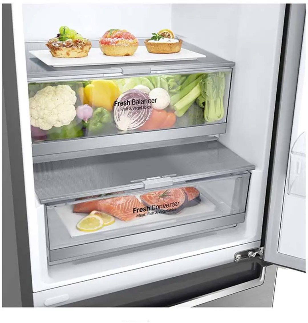 LG GBB72PZEXN Koel-vriescombinatie 384L - Vrijstaand - Roestvrijstaal
