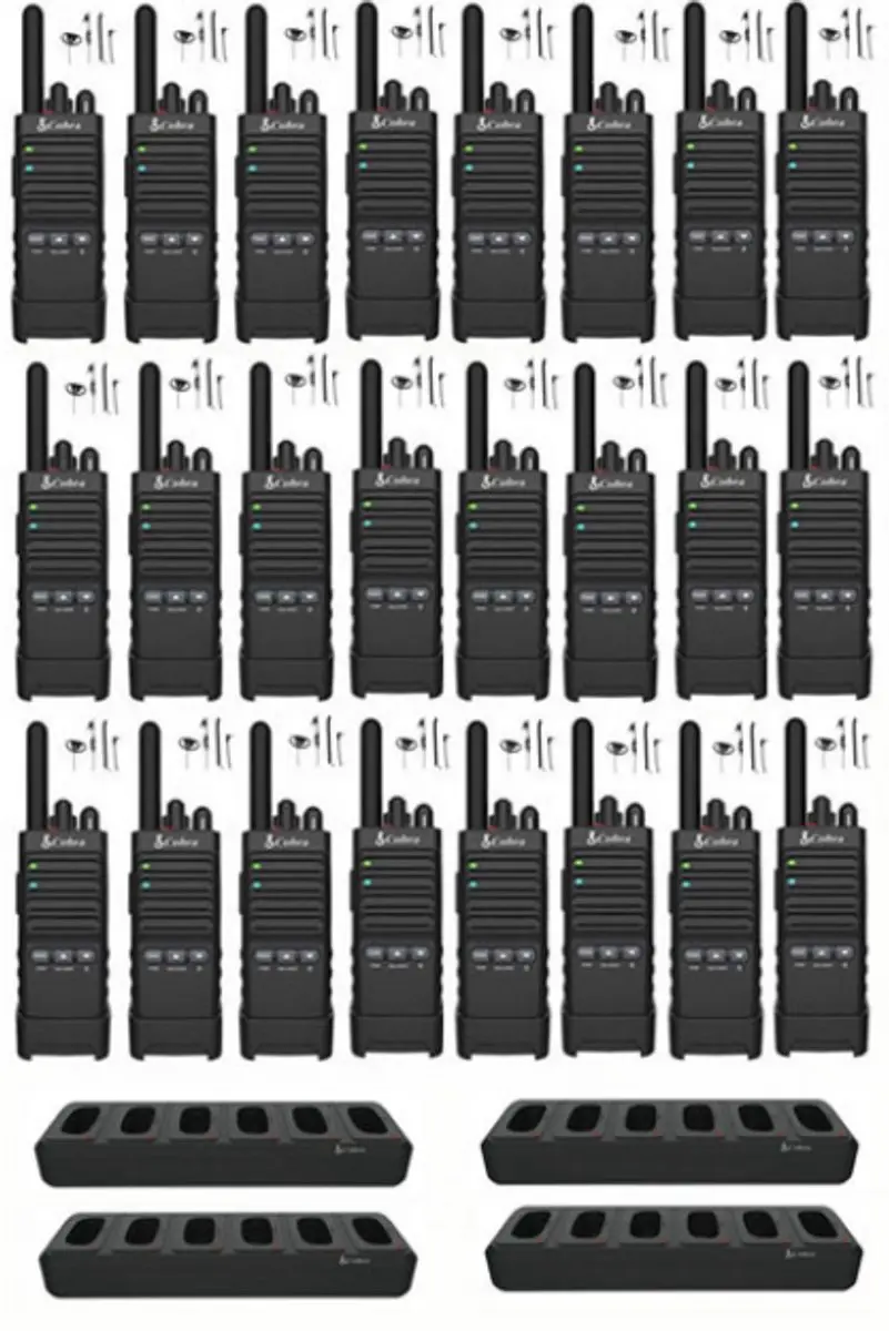 Cobra PX650 UHF PMR446 Portofoons - 24 Stuks (met multilader) - Zwart