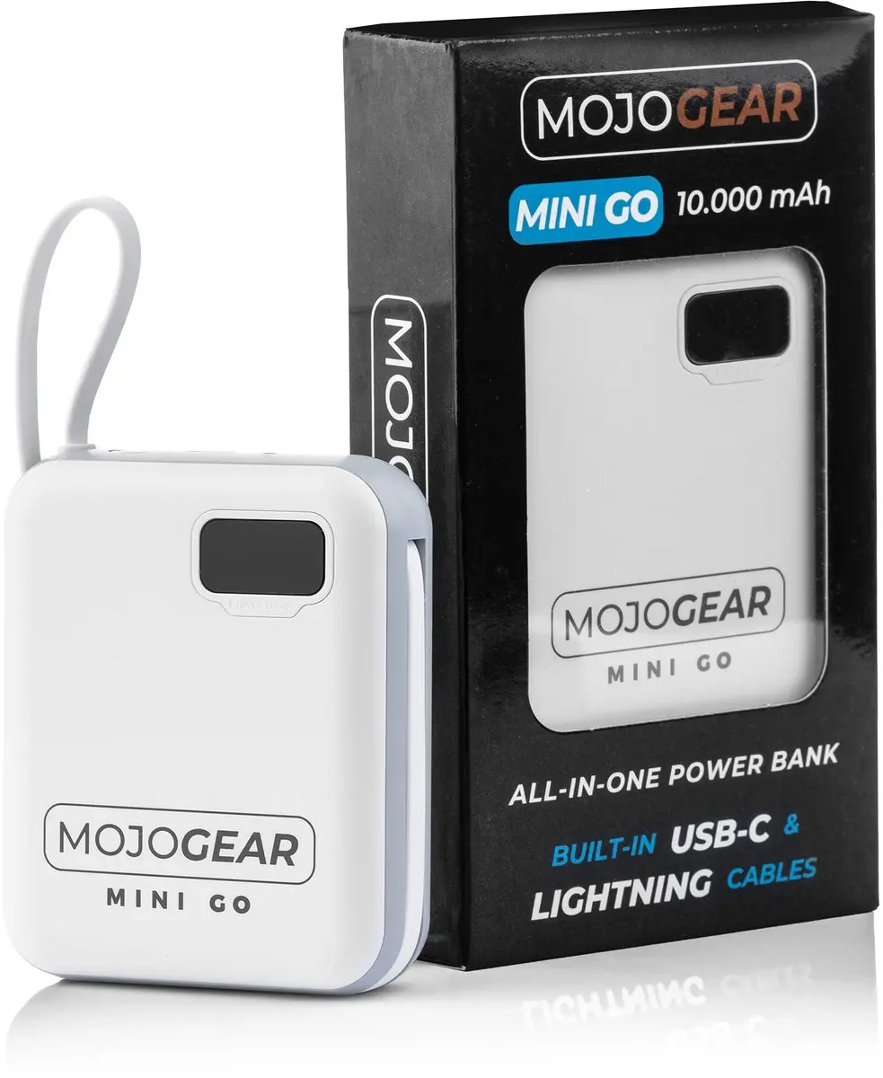 MOJOGEAR MINI GO Powerbank 10.000mAh - 4x USB-C/Lightning - 22W - Wit