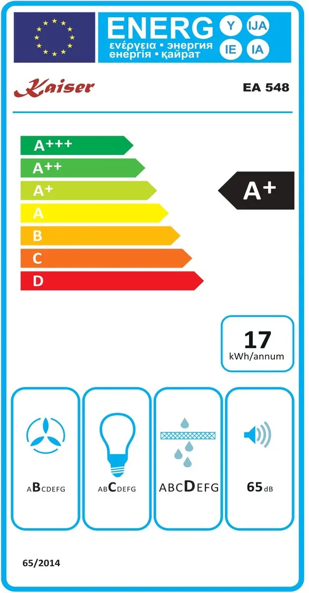 Kaiser EA 548 W Eco Afzuigkap 52cm - 750m³/u - Zwart Glas