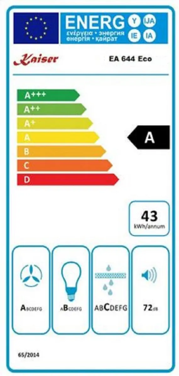Kaiser EA 644 ECO Afzuigkap 60cm - 910m³/h Roestvrij staal