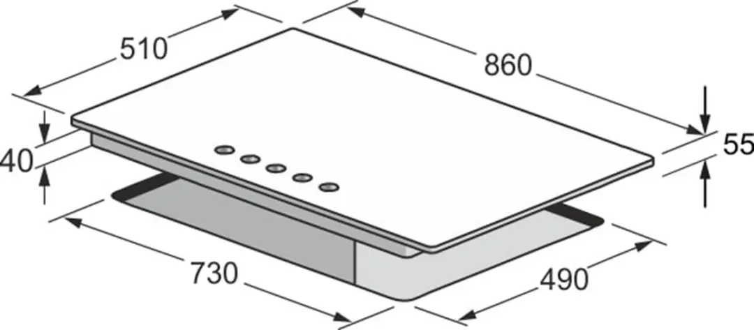 Kaiser KG 9356 Turbo Gaskookplaat 86cm - 5 Branders 3,8kW