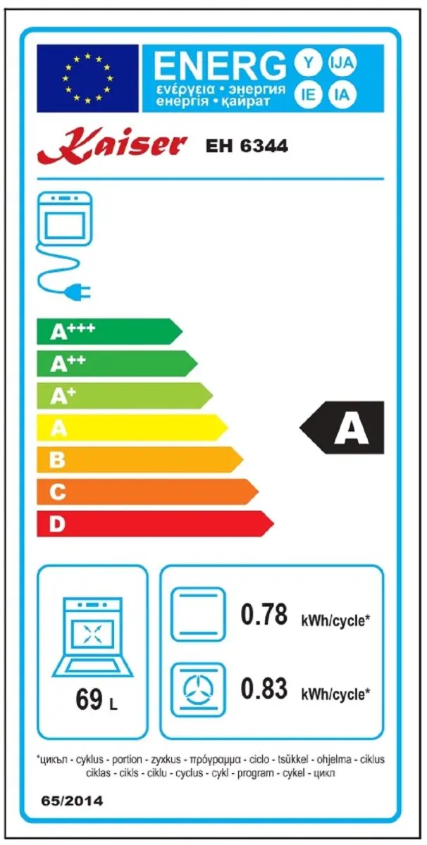 Kaiser EH 6344 Inbouwoven 81L - Zwart Glas + KCG 9387 Gaskookplaat 90cm