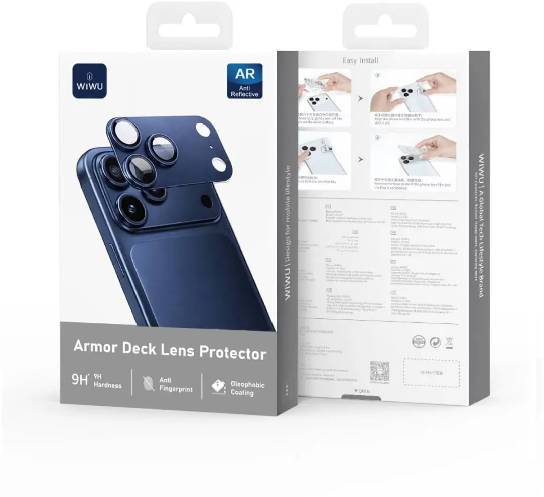 WiWu iPhone 17 Pro Max Camera Lens Protector - 9H Glas - Deep Blue