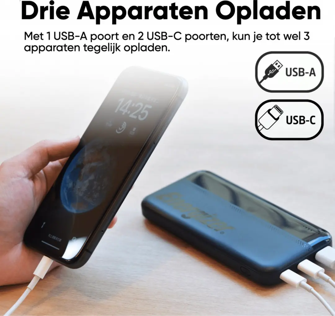 Energizer Max Powerbank UE10050C 10000mAh - 3x USB - Zwart