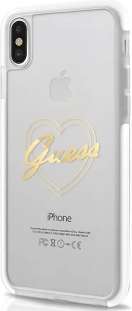 GUESS TPU Case Shockproof Heart iPhone X - Wit