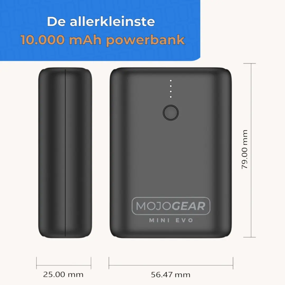 MOJOGEAR Mini EVO MG-10 Powerbank 10.000mAh - 22,5W - Zwart - afbeelding 6 van 6