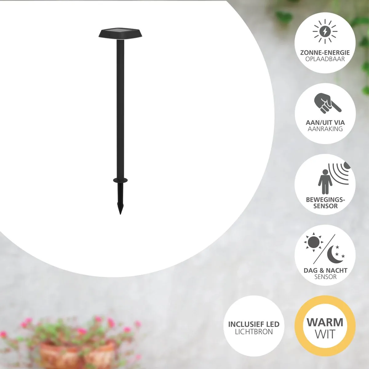 Eglo Dreoli Solar Staande Buitenlamp LED 103,5cm - Zwart/Wit
