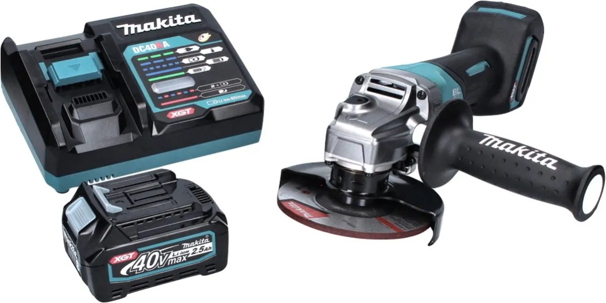 Makita GA016 GD1 Haakse Slijper 125mm - 40V XGT - 2,5Ah Accu - afbeelding 2 van 5