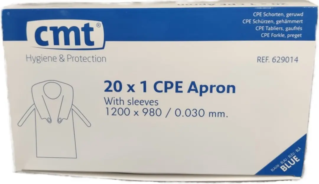CMT Disposable Schort Lange Mouw CPE 118x190cm