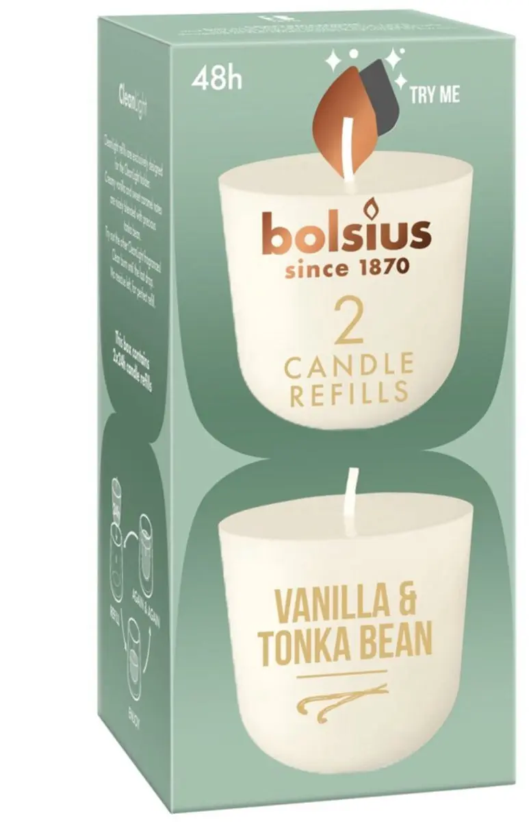 Bolsius Geurkaars Navulling Vanille & Tonka - 2 Stuks