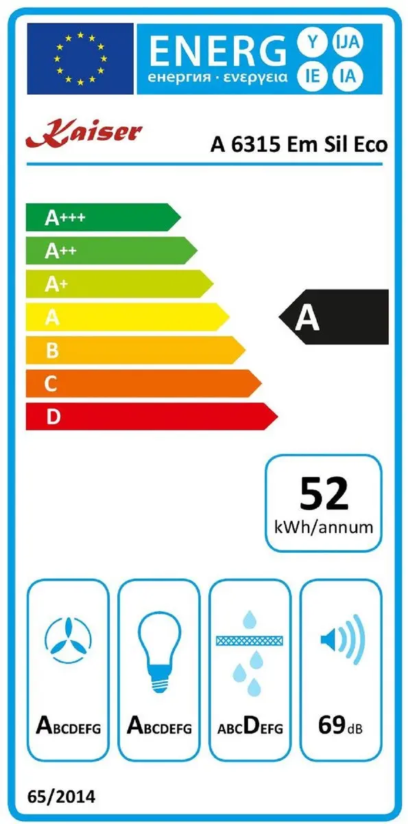 Kaiser A 6315 Em Sil ECO Afzuigkap 60cm - 910m³/h - 3 standen - Anthrazit