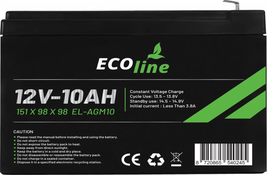 Ecoline AGM 12V 10Ah Deep Cycle Accu 10000mAh