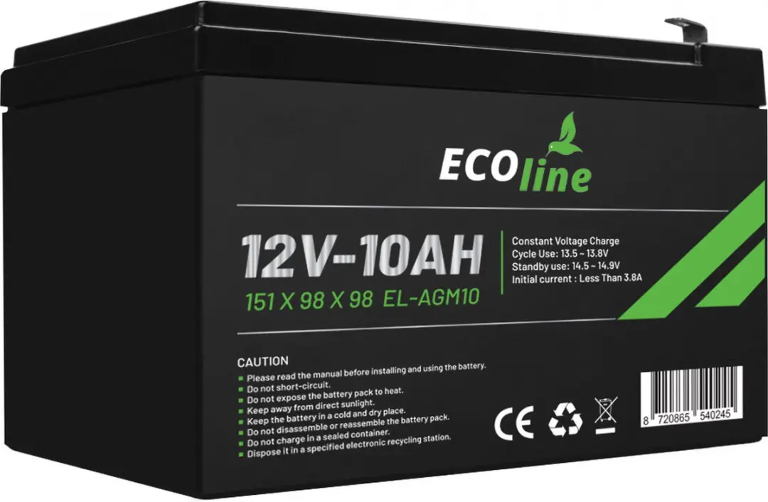 Ecoline AGM 12V 10Ah Deep Cycle Accu 10000mAh
