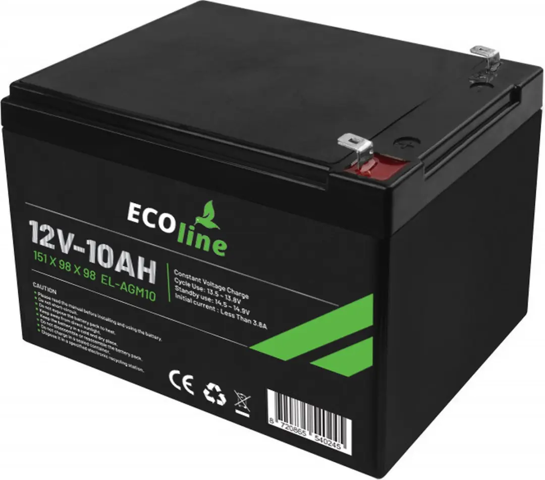 Ecoline AGM 12V 10Ah Deep Cycle Accu 10000mAh
