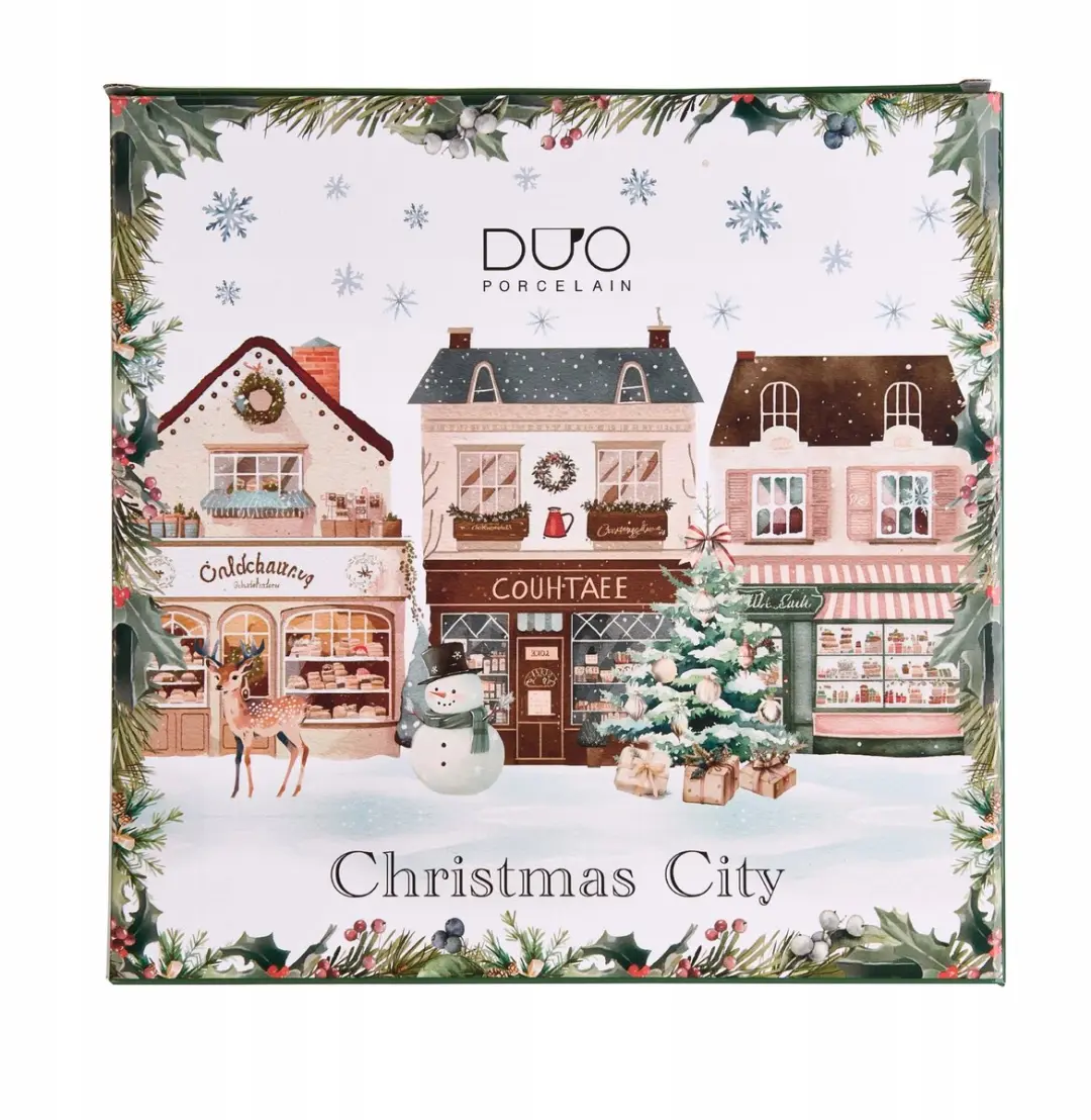 Duo Christmas City 2 Groot Porseleinen Bord - Crème