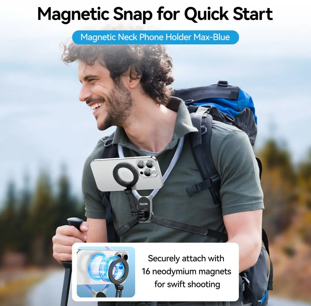 Telesin MNM-002 Smartphone Neck Mount - MagSafe - Blauw