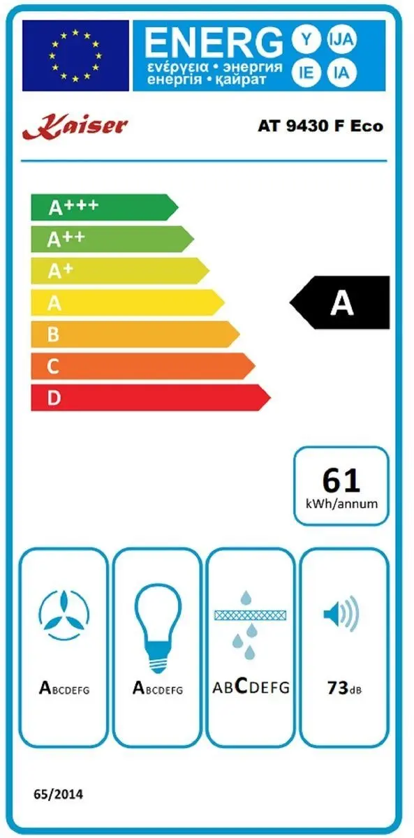 Kaiser AT 9430 ECO Afzuigkap 90cm - 1250 m³/h - Zwart