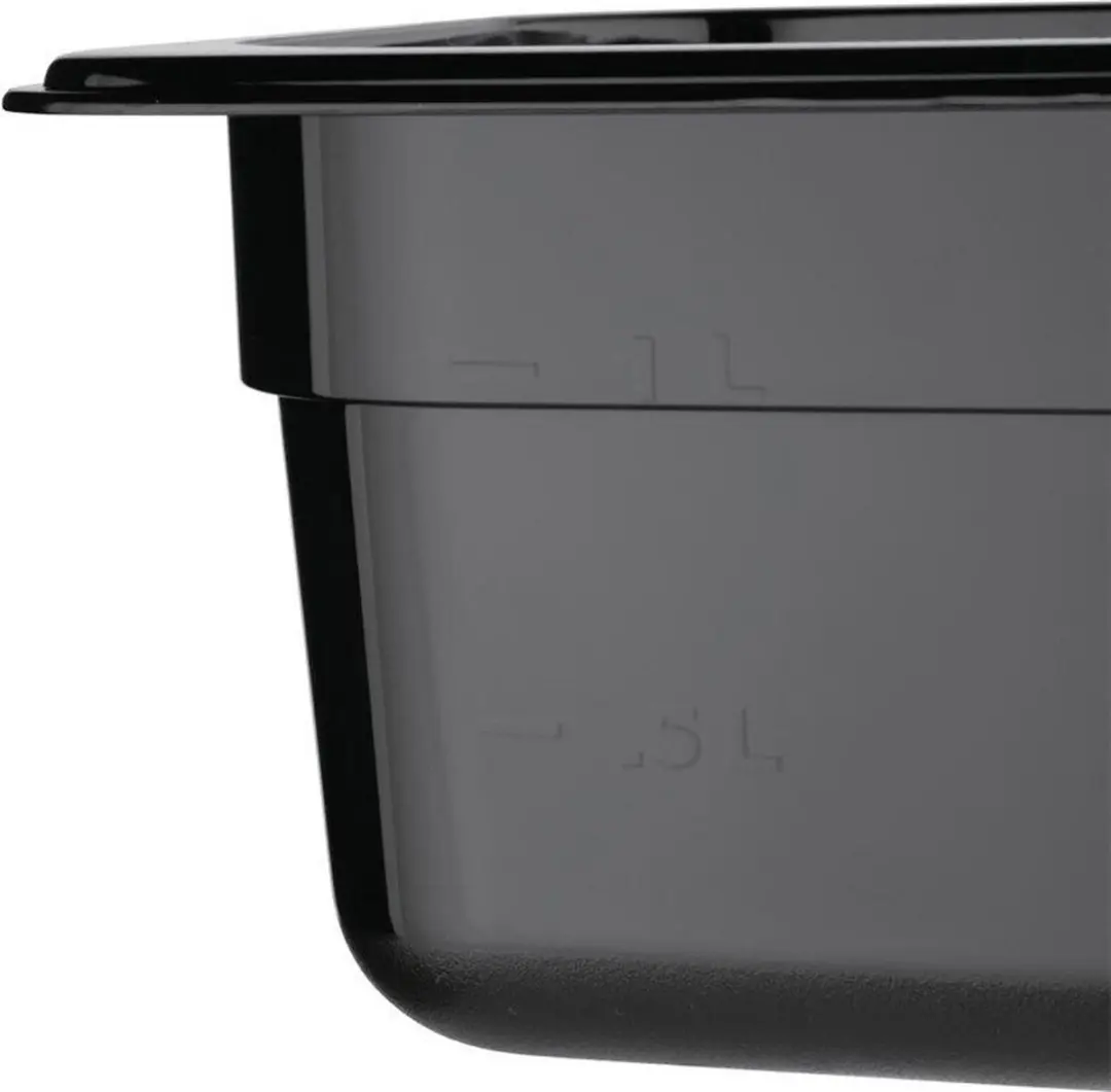 Vogue Polycarbonaat Bak GN 1/6 100mm - Zwart