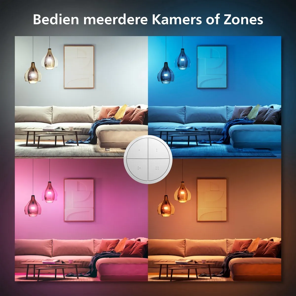 Philips Hue Uitbreidingspakket E27 - 4 Stuks Wit & Kleur - Incl. Hue Dial Switch Wit