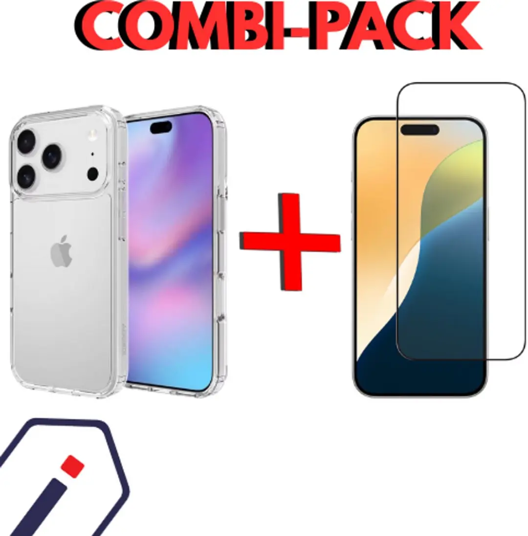 WiWu iPhone 17 Pro Max Combi Pack - Hoesje + Screenprotector - Transparant/Zwart