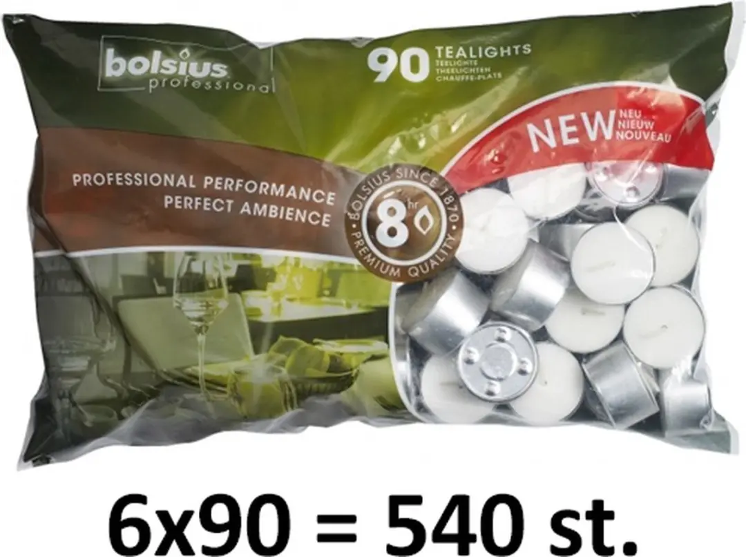 Bolsius Professional Witte 8-Uurs Waxinelichtjes - 540 Stuks