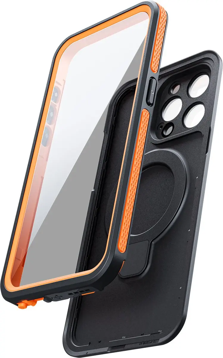 Telesin Waterproof Hoes iPhone 15 Pro - Zwart/Oranje
