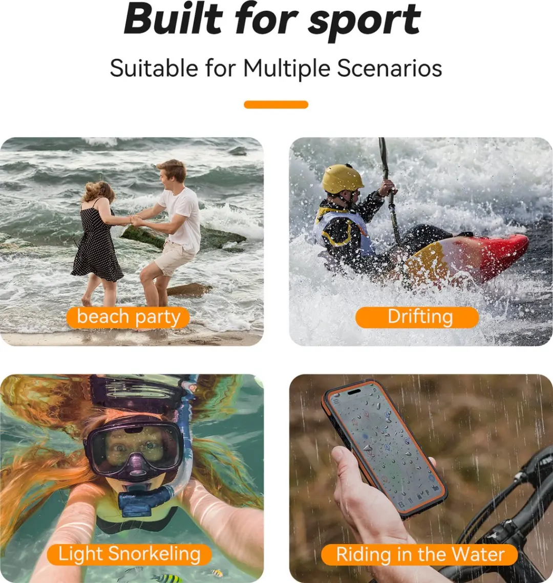 Telesin Waterproof Hoes iPhone 15 Pro - Zwart/Oranje - afbeelding 6 van 6