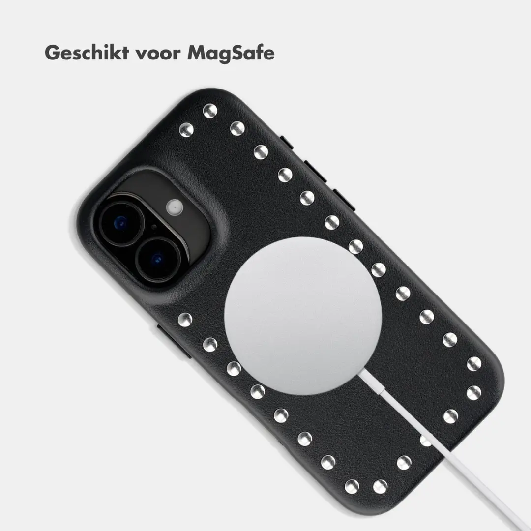 Selencia iPhone 17 Studs Backcover Hoesje - Velvet Black