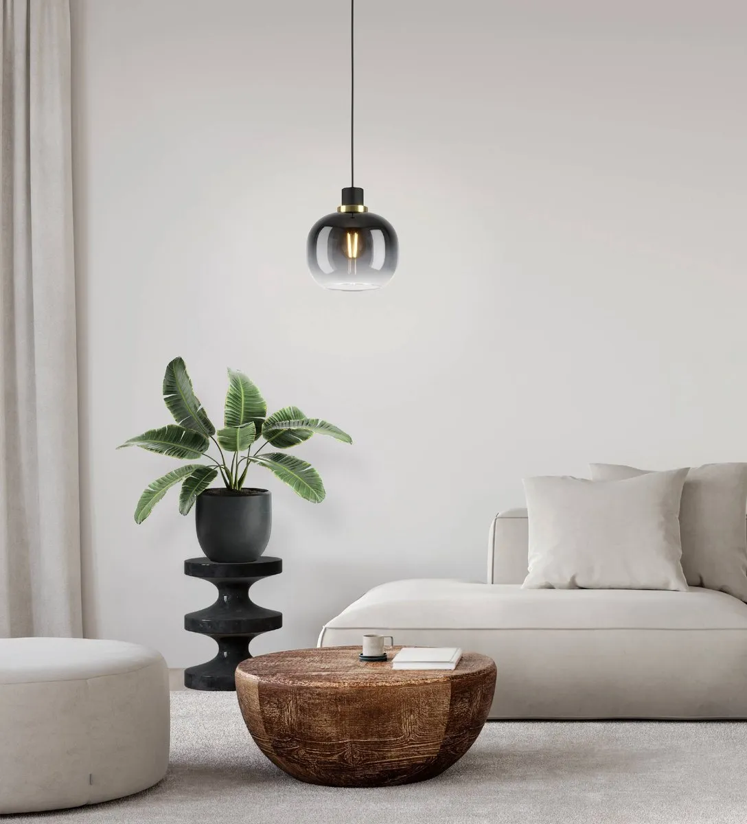 Eglo Oilella Hanglamp E27 - 19cm Smoke - Zwart/Goud