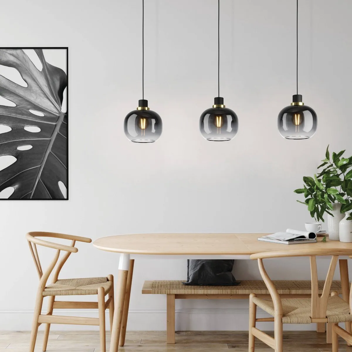 Eglo Oilella Hanglamp E27 - 19cm Smoke - Zwart/Goud - afbeelding 6 van 6