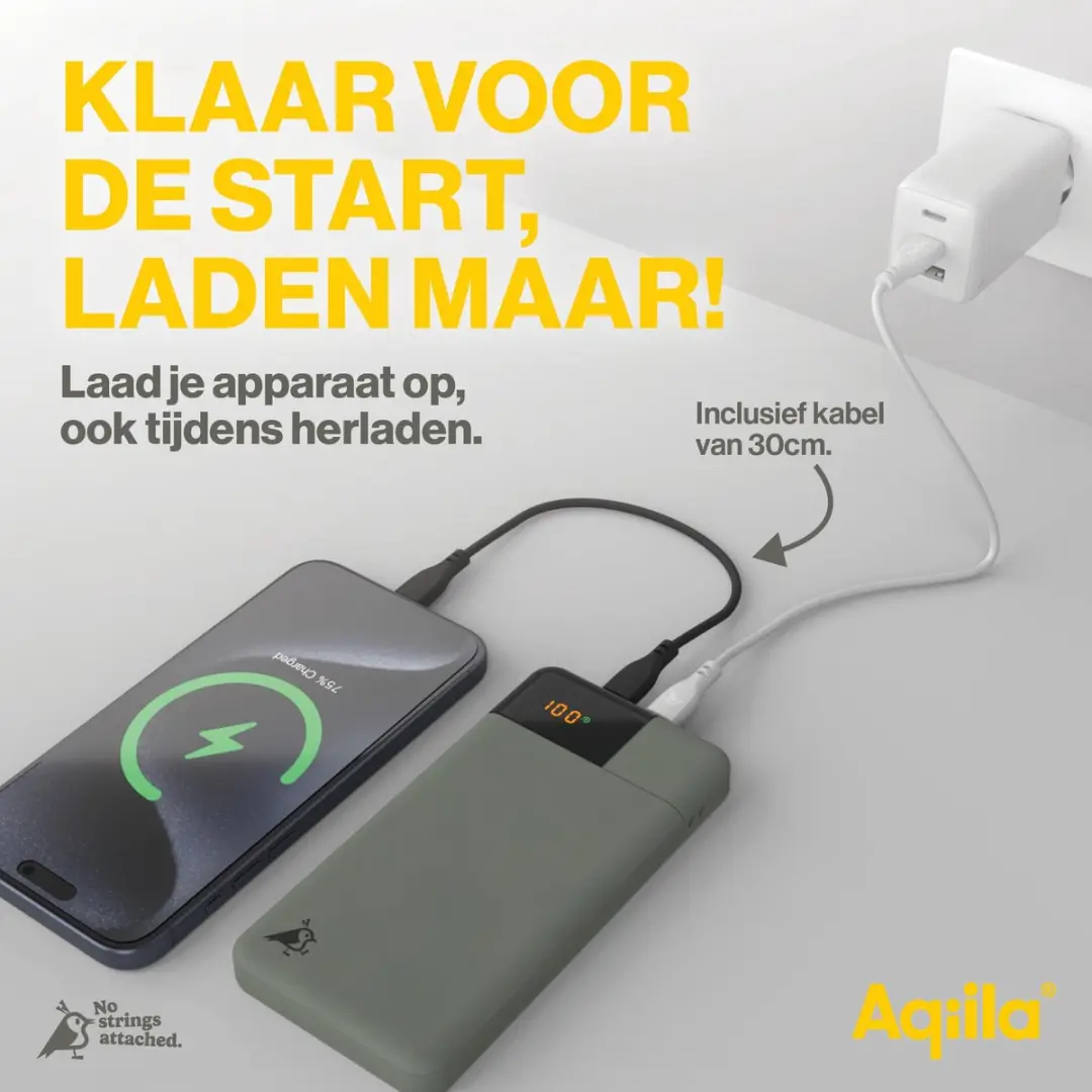 Aqiila Powerbank B10M 10000mAh - 2x USB-C/USB-A - Mosgroen - afbeelding 6 van 6