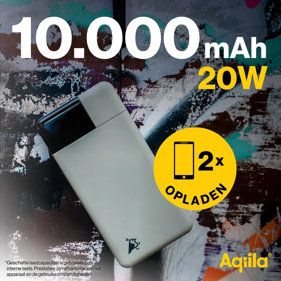 Aqiila Powerbank B10M 10000mAh - 2x USB-C/USB-A - Mosgroen