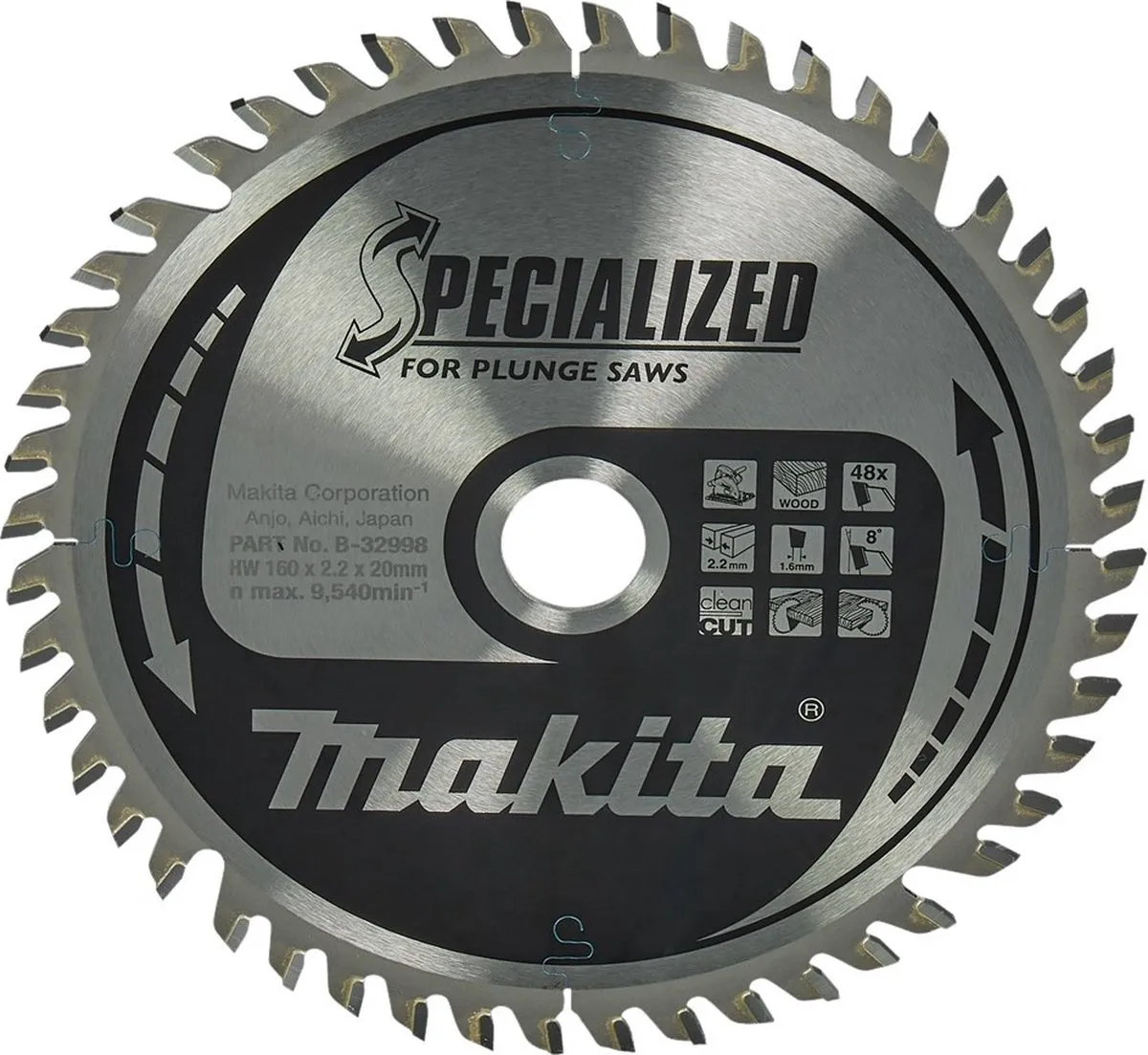 Makita B-32998 Invalcirkelzaagblad Hout 160mm - 48T