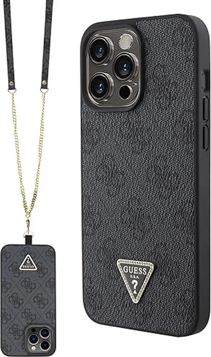 GUESS 4G Triangle Crossbody Hoesje - iPhone 15 Pro Max - Zwart