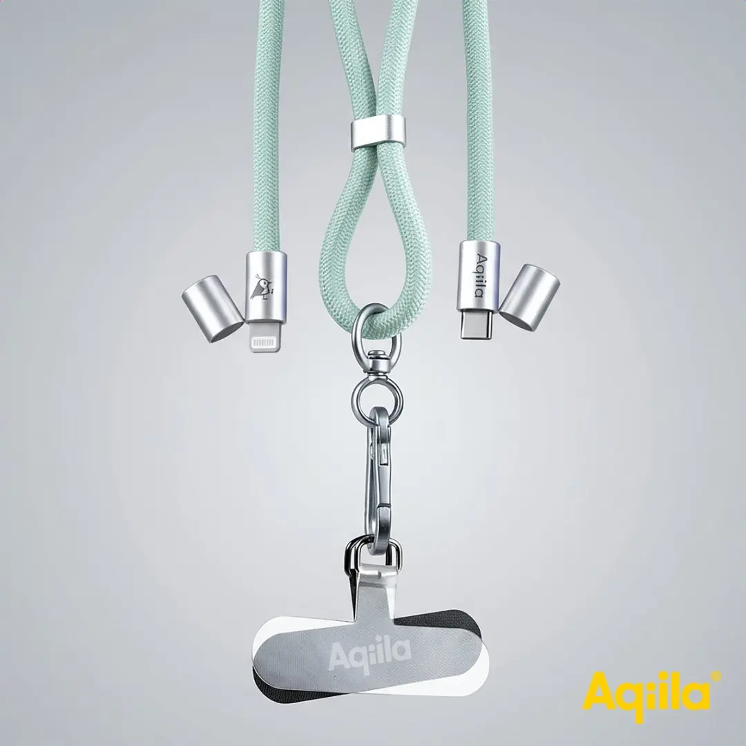 Aqiila 2-in-1 Lightning naar USB-C Lanyard 30W - Groen