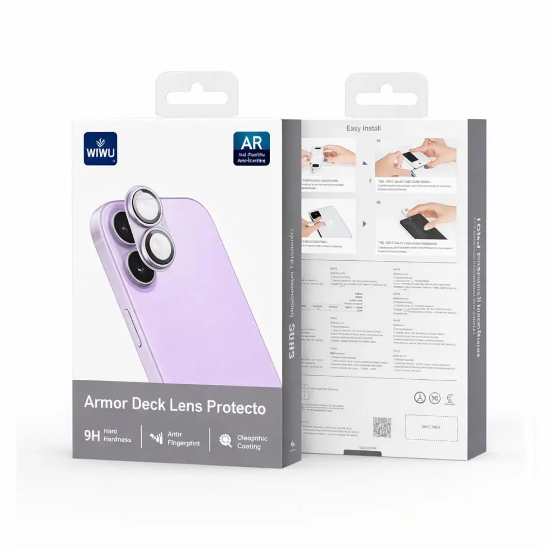 WiWu Camera Lens Protector iPhone 17 - 9H Glas & Aluminium - Paars