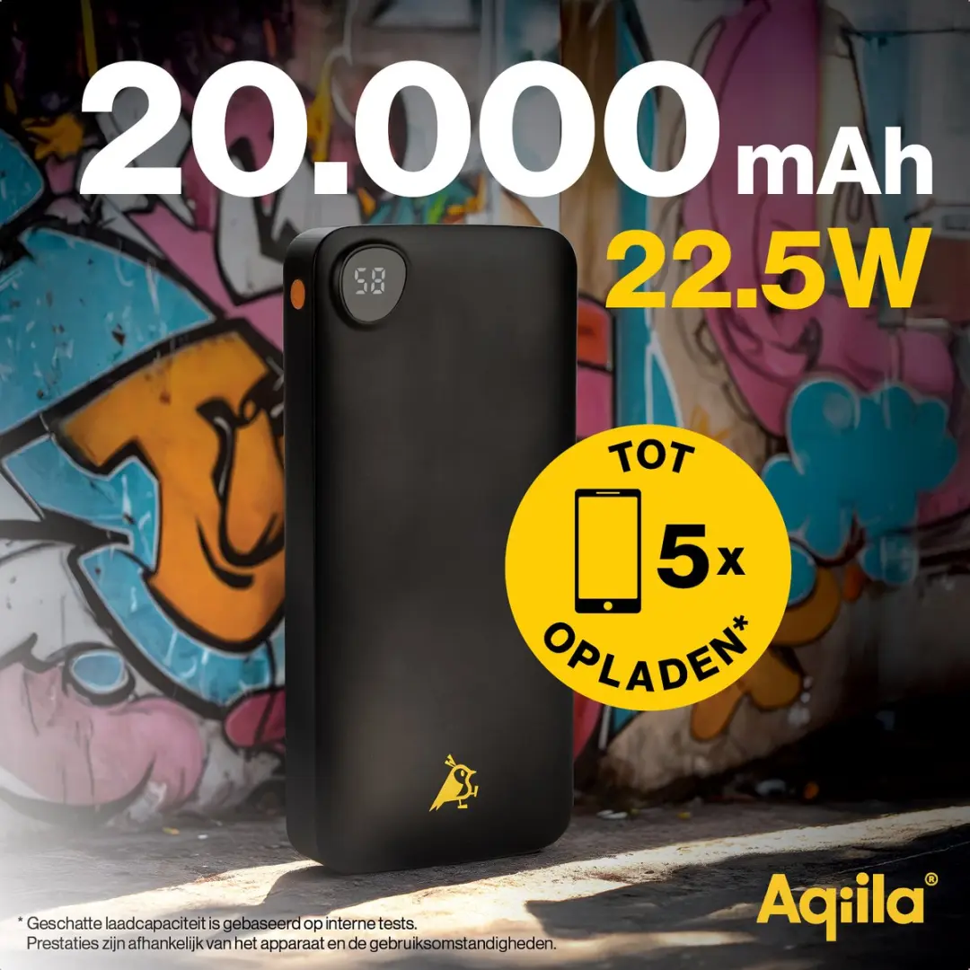 Aqiila Powerbird B20P Powerbank 20000mAh - 22,5W - Zwart