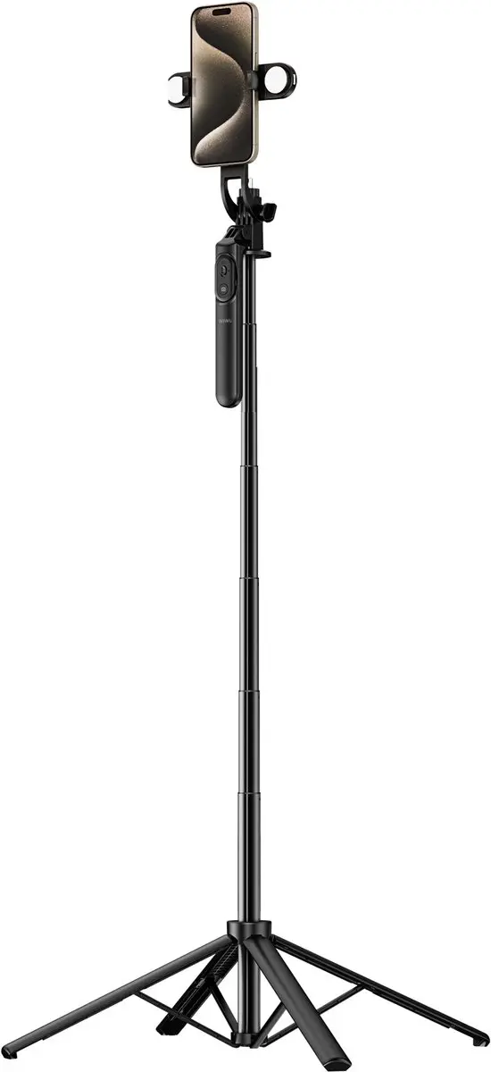 WiWu Wi-SE012 Tripod & Selfiestick met Verlichting - 7 Inch - Zwart