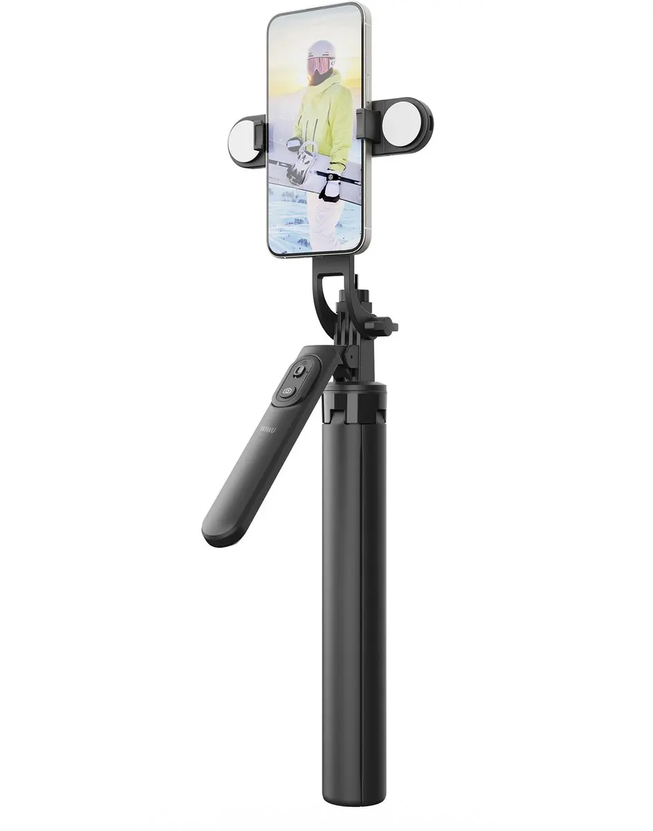 WiWu Wi-SE012 Tripod & Selfiestick met Verlichting - 7 Inch - Zwart
